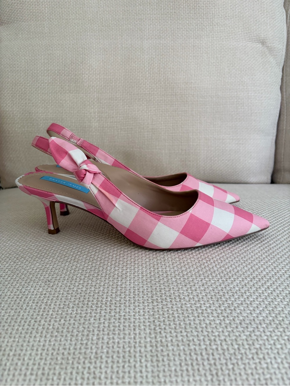 Draper James Pink & White Gingham Slingback Flats - Picture 2 of 3